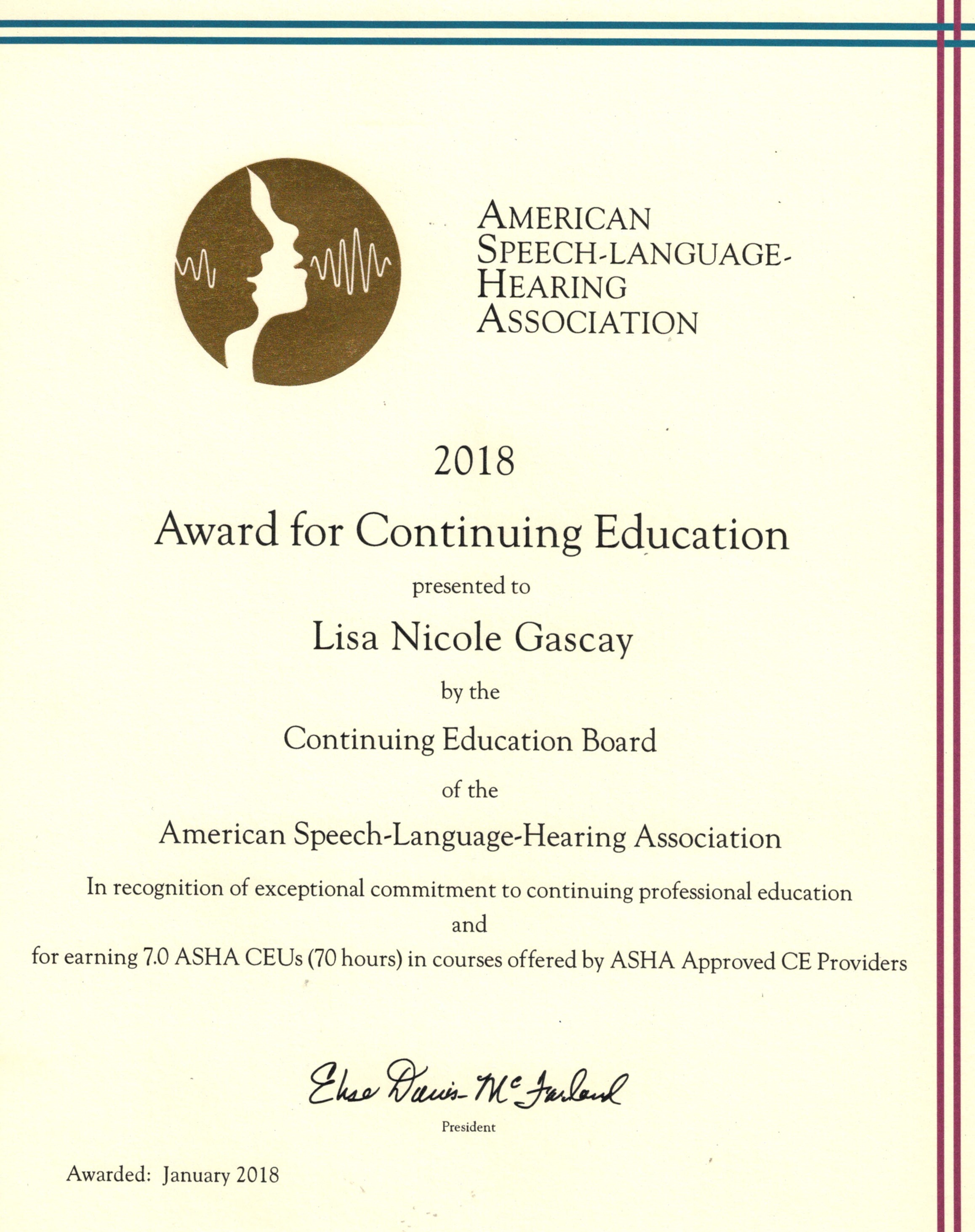 Continuing Education Award